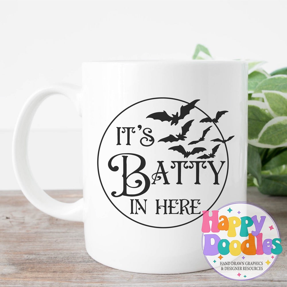 Halloween Sign Circle Batty in Here SVG | DIY Halloween Sign – Ready to Cut