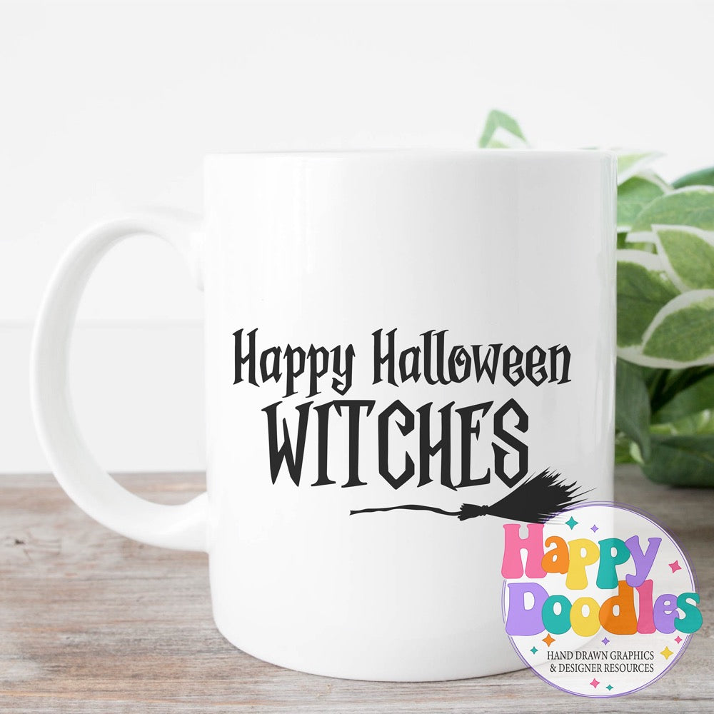 Halloween Sign Happy Halloween Witches SVG | Spooky Cute Sign Cut File for Cricut & Silhouette