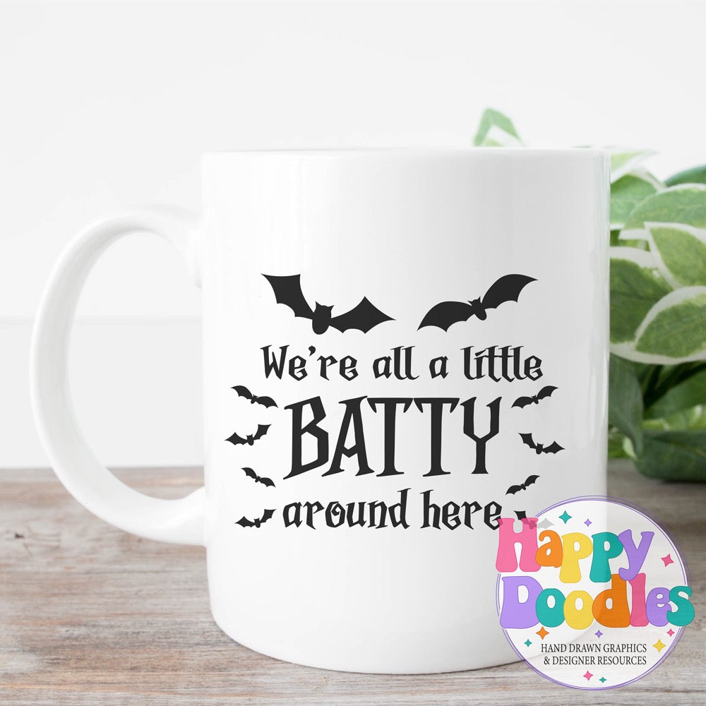 Halloween Sign Were All Batty SVG | Whimsical Porch/Wall Sign Design
