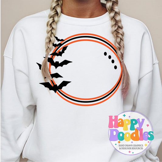 Bats Monogram Frame SVG | Festive Monogram Frame Design - Happy Doodles Designs