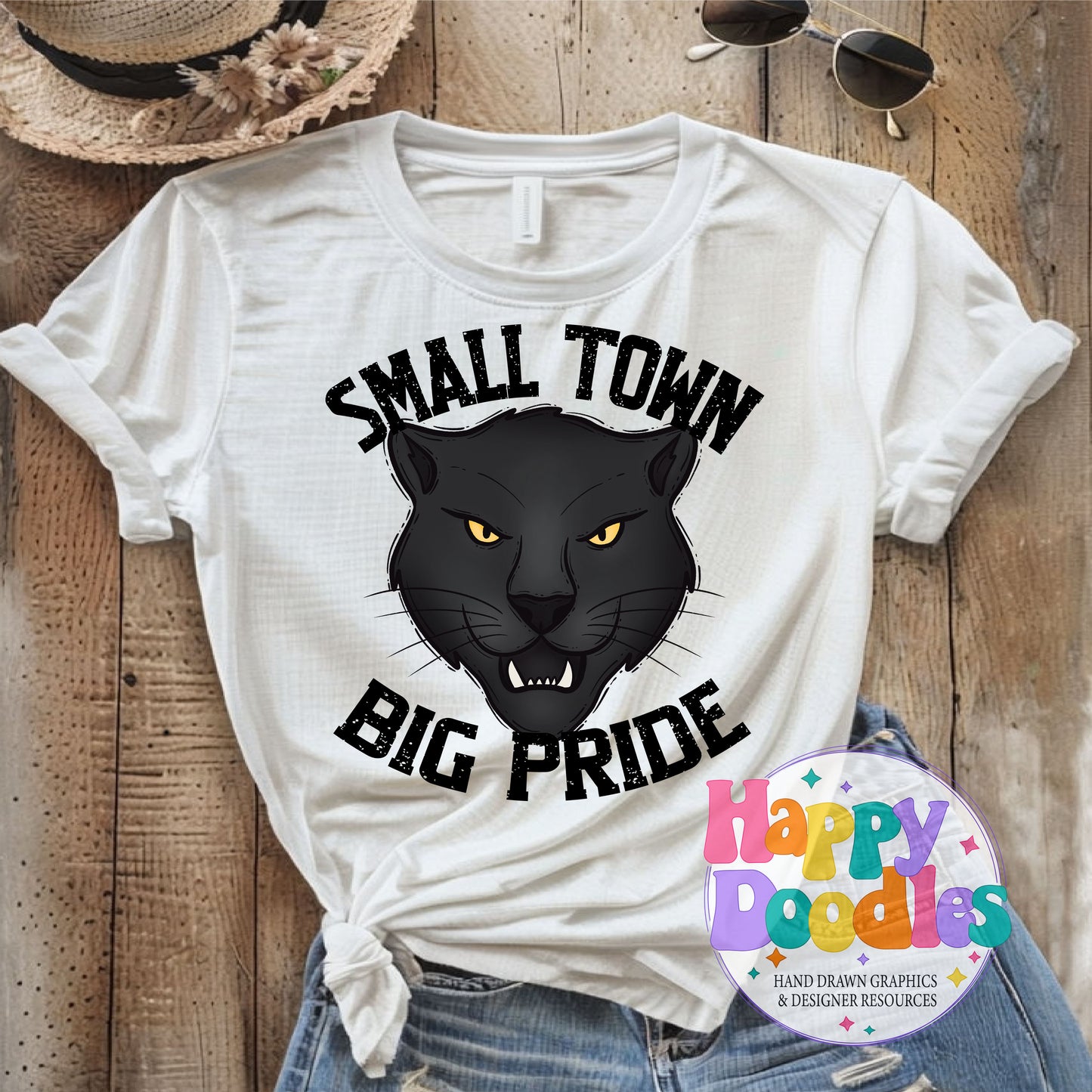 Small Town Big Pride Panthers Printable PNG Design - Happy Doodles Designs
