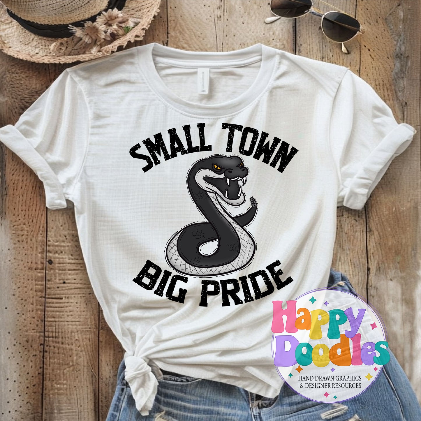 Small Town Big Pride Rattler Printable PNG Download - Happy Doodles Designs