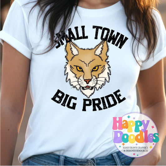 Small Town Big Pride Bobcats T-Shirt Printable PNG - Happy Doodles Designs
