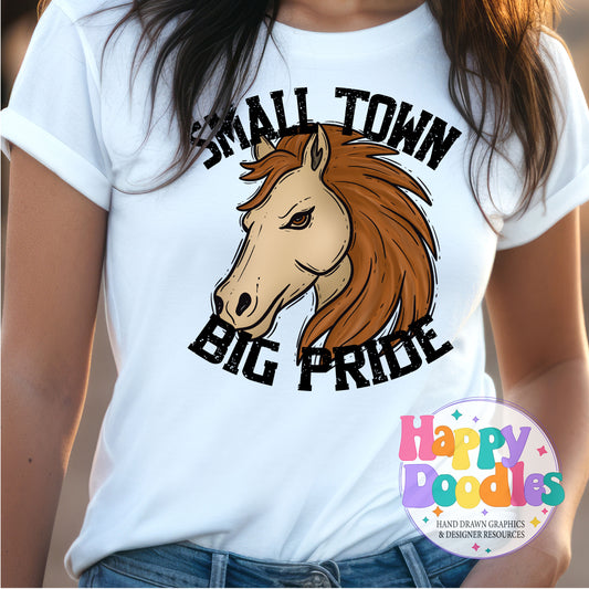 Small Town Big Pride Horse Printable PNG for Sublimation - Happy Doodles Designs