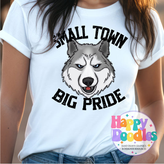 Small Town Big Pride Husky Printable PNG Design - Happy Doodles Designs