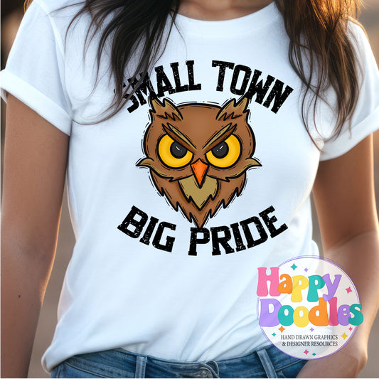 Small Town Big Pride Owls Printable PNG Download - Happy Doodles Designs