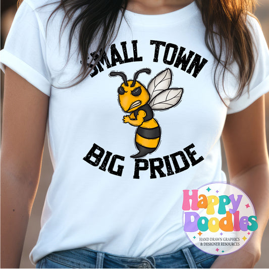 Small Town Big Pride Yellow Jackets Printable PNG Download - Happy Doodles Designs