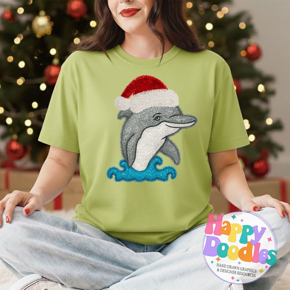 Dolphin Faux Tinsel Mascot Printable PNG Clipart