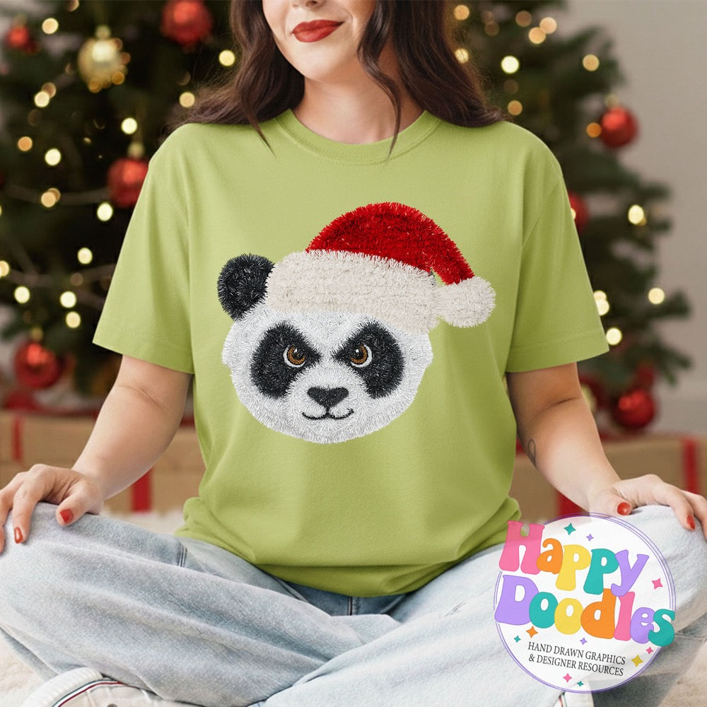 Panda Faux Tinsel Christmas Mascot Printable PNG