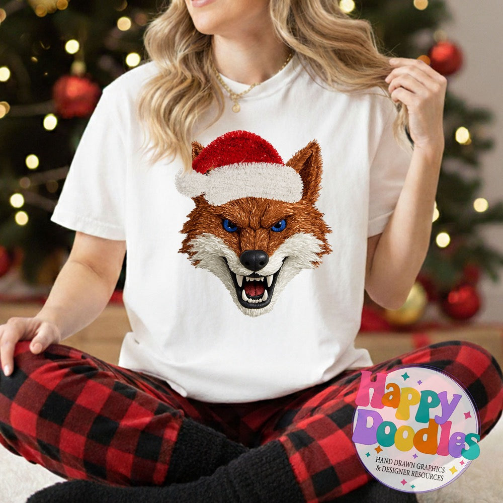 Coyote Faux Tinsel Christmas Mascot Printable PNG