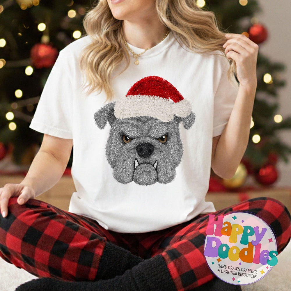 Faux Tinsel Grey Bulldog Mascot Printable PNG