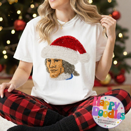 Patriot Faux Tinsel Christmas Mascot Printable PNG