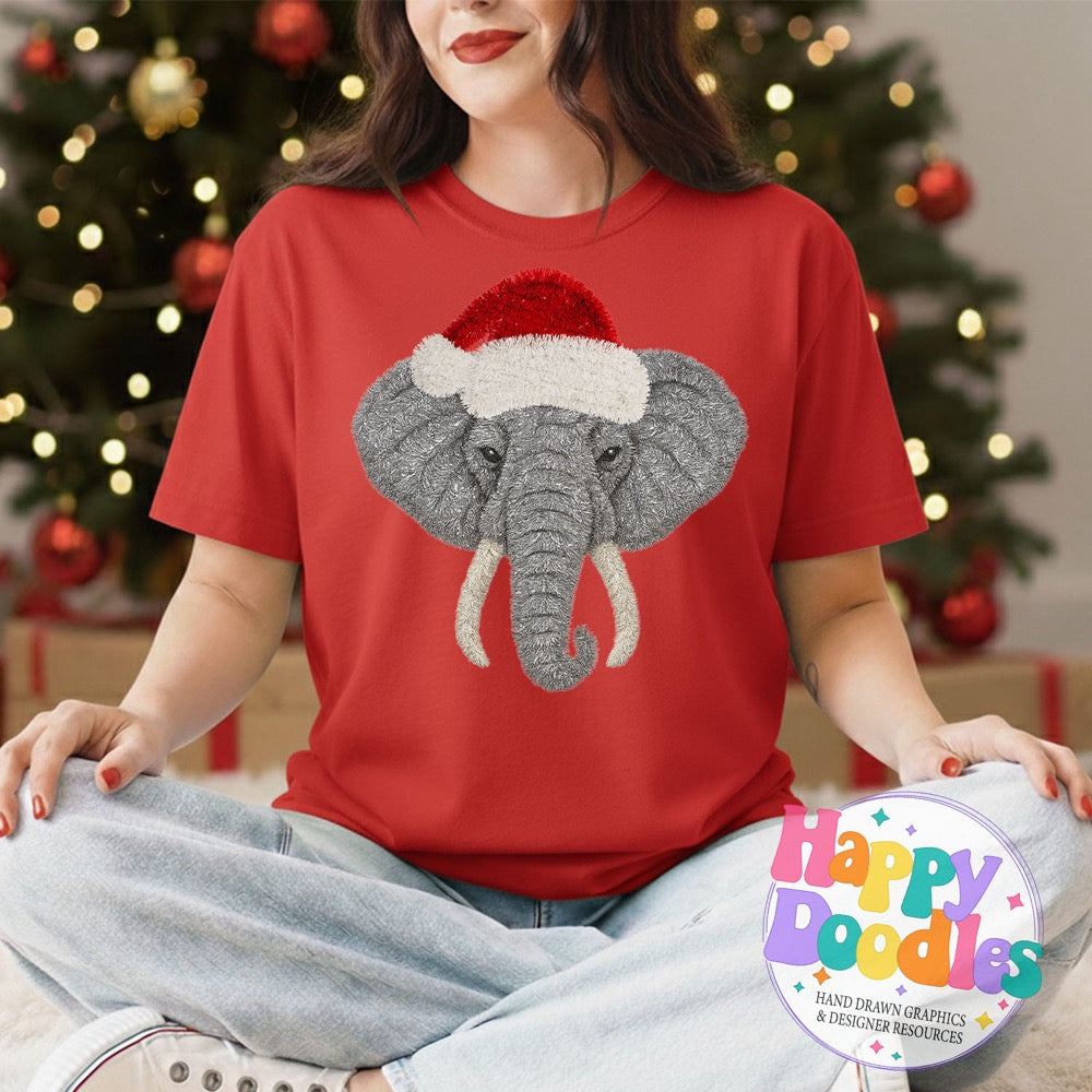 Elephant Faux Tinsel Christmas Mascot Printable PNG