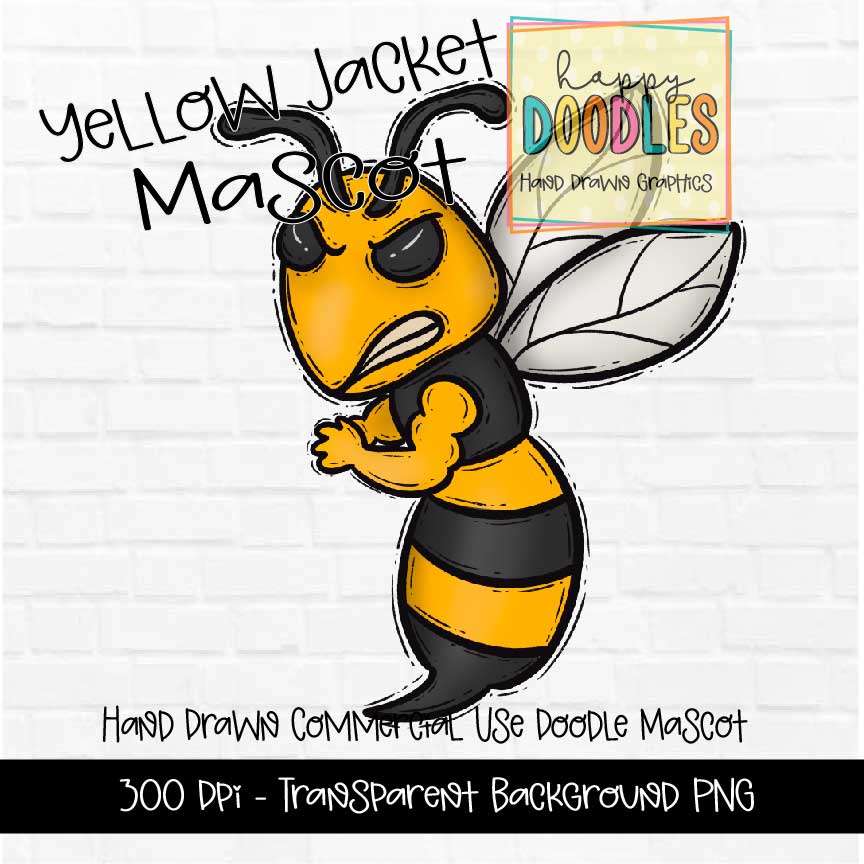 Yellow Jackets Mascot Graphics 2023 - Happy Doodles Designs