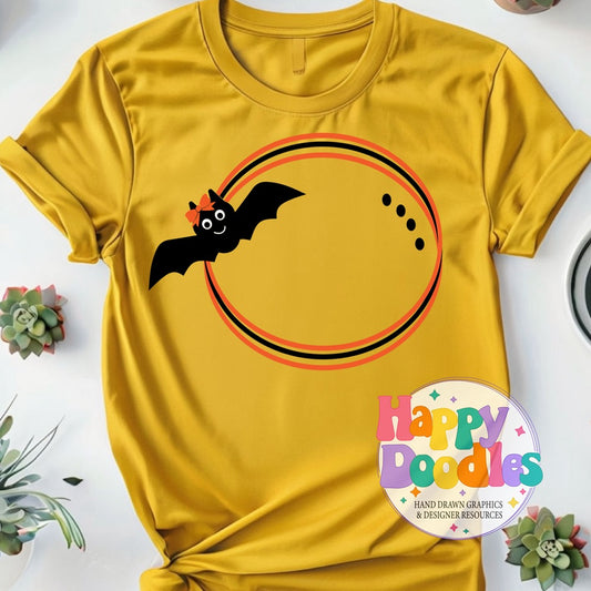 Bat Girl Monogram Frame SVG | Seasonal Monogram Frame for Cricut & Silhouette - Happy Doodles Designs