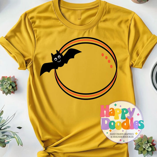 Bat Monogram Frame SVG | Spooky Cute Monogram Frame for Cricut & Silhouette - Happy Doodles Designs