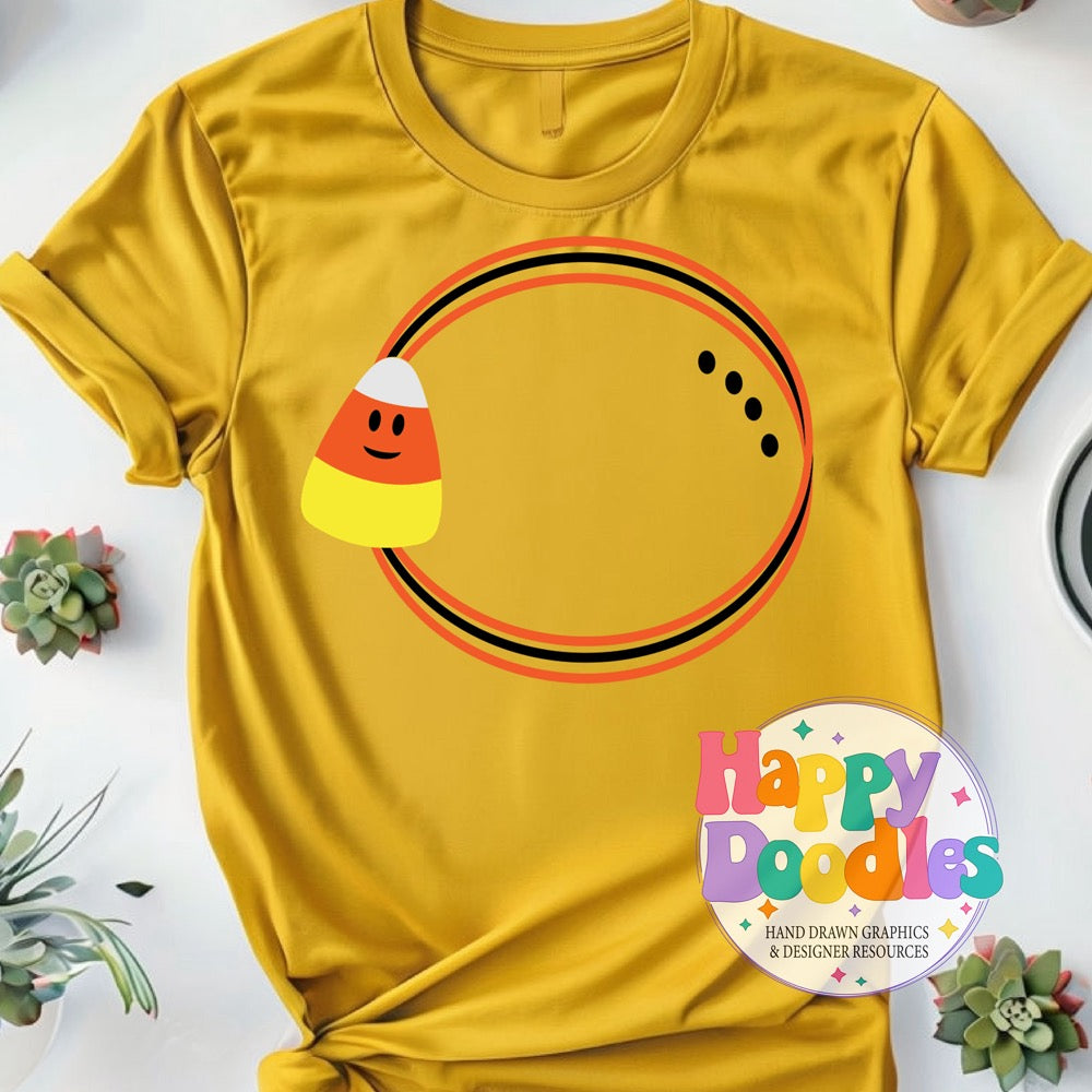 Candy Corn Face Monogram Frame SVG | Fun Holiday Monogram Frame for Crafts