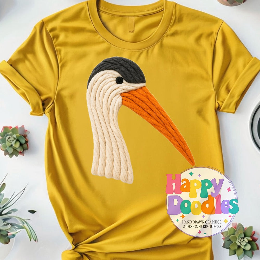 Crane Yarn Mascot High Resolution PNG Clip Art - Happy Doodles Designs