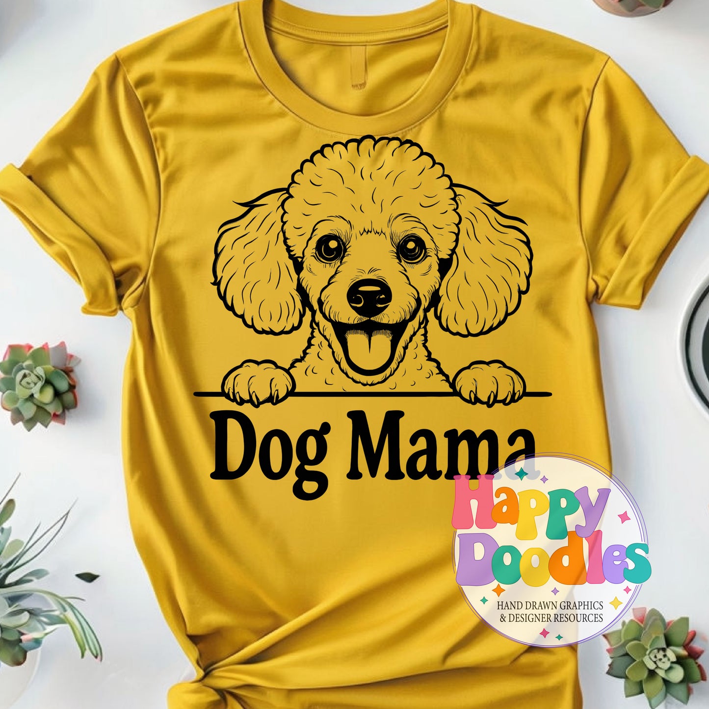 Dog Mama Poodle T-Shirt Printable PNG Download - Happy Doodles Designs