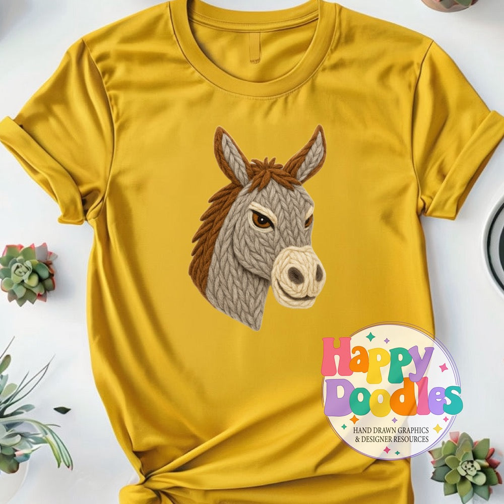 Donkey Yarn Mascot High Resolution PNG Clip Art - Happy Doodles Designs