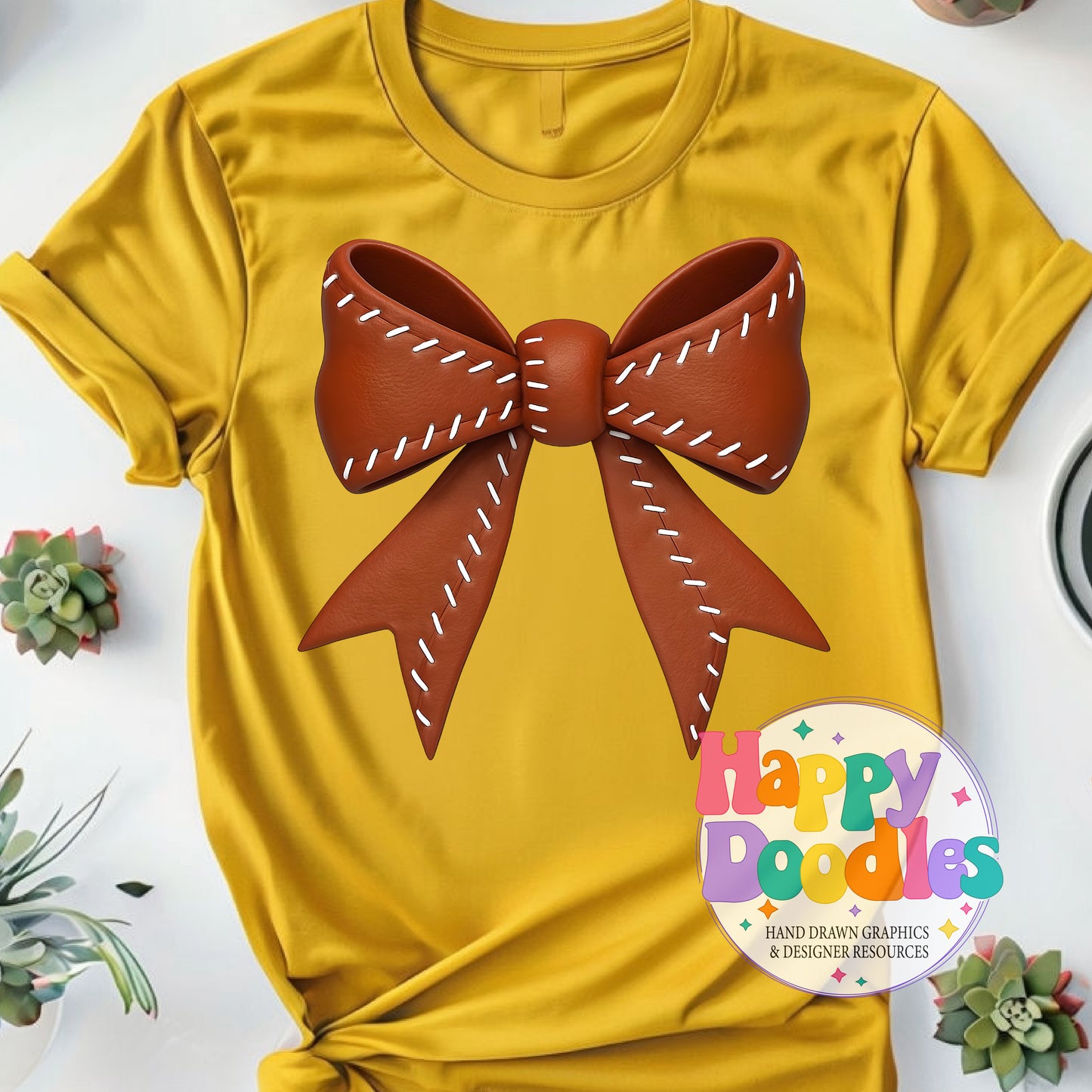 Football Coquette Bow 2 Printable PNG T-Shirt Design - Happy Doodles Designs