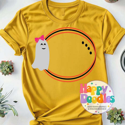 Ghost Girl Monogram Frame SVG | Festive Monogram Frame Design - Happy Doodles Designs