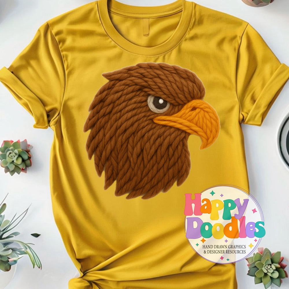 Hawk Yarn Mascot Printable PNG Illustration - Happy Doodles Designs