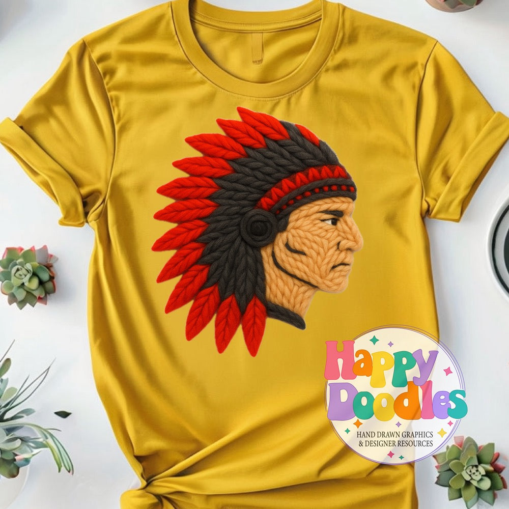 Indian Yarn Mascot High Resolution PNG Clip Art - Happy Doodles Designs