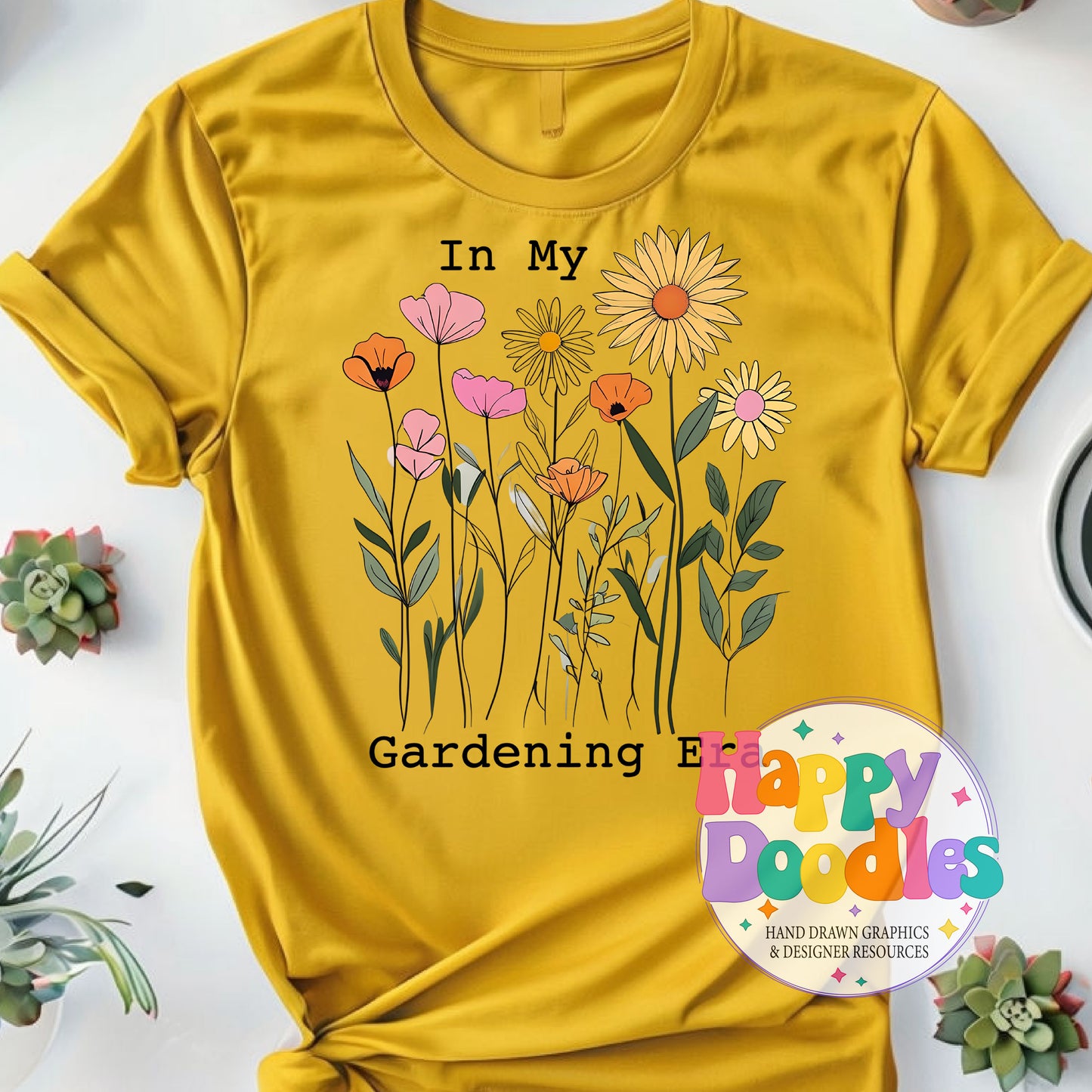 in My Gardening Era DIY Printable T-Shirt Design - Happy Doodles Designs