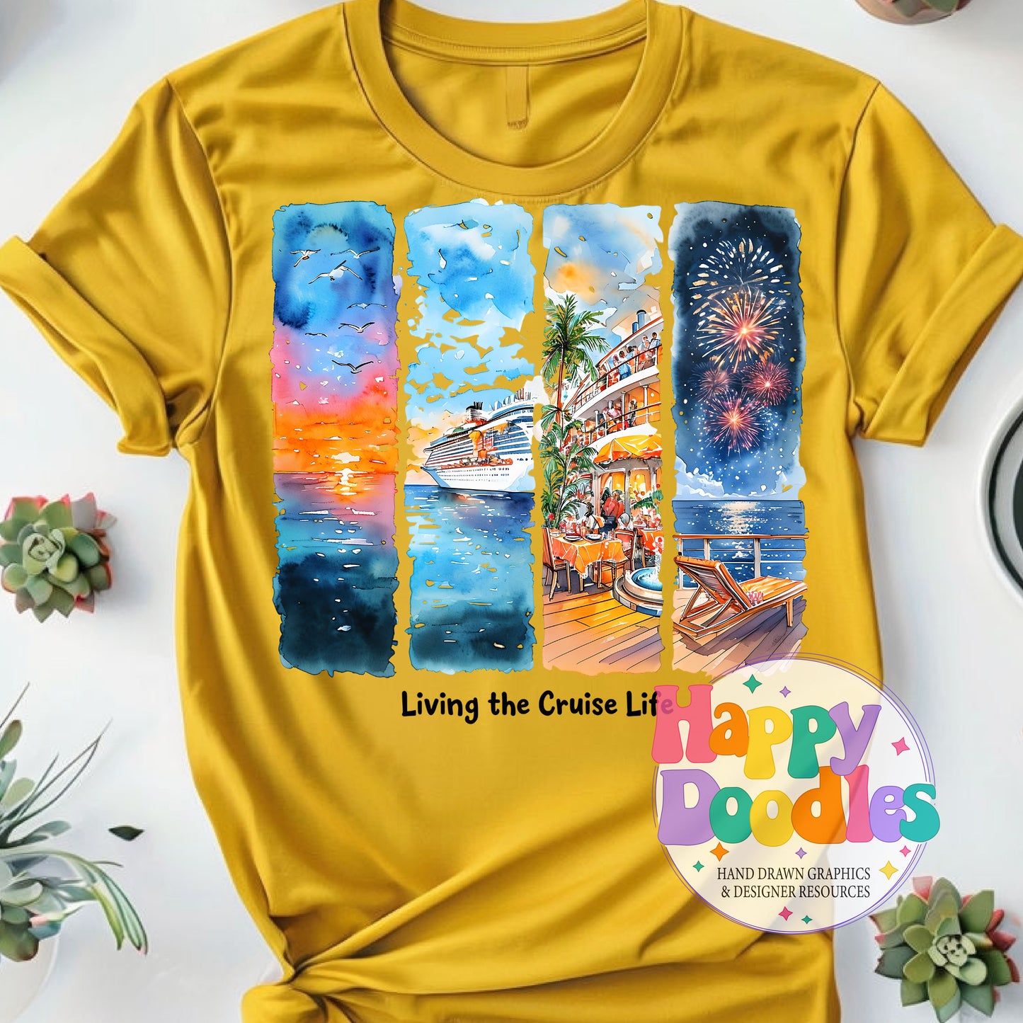 Living the Cruise Life Paint Swatches High Resolution Printable PNG - Happy Doodles Designs