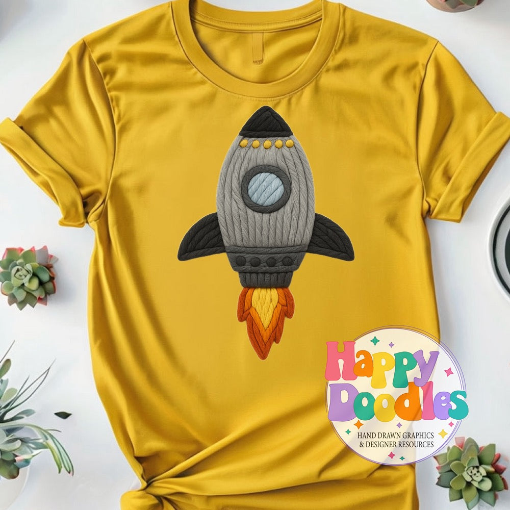 Rocket Grey Yarn Mascot Printable Mascot PNG - Happy Doodles Designs