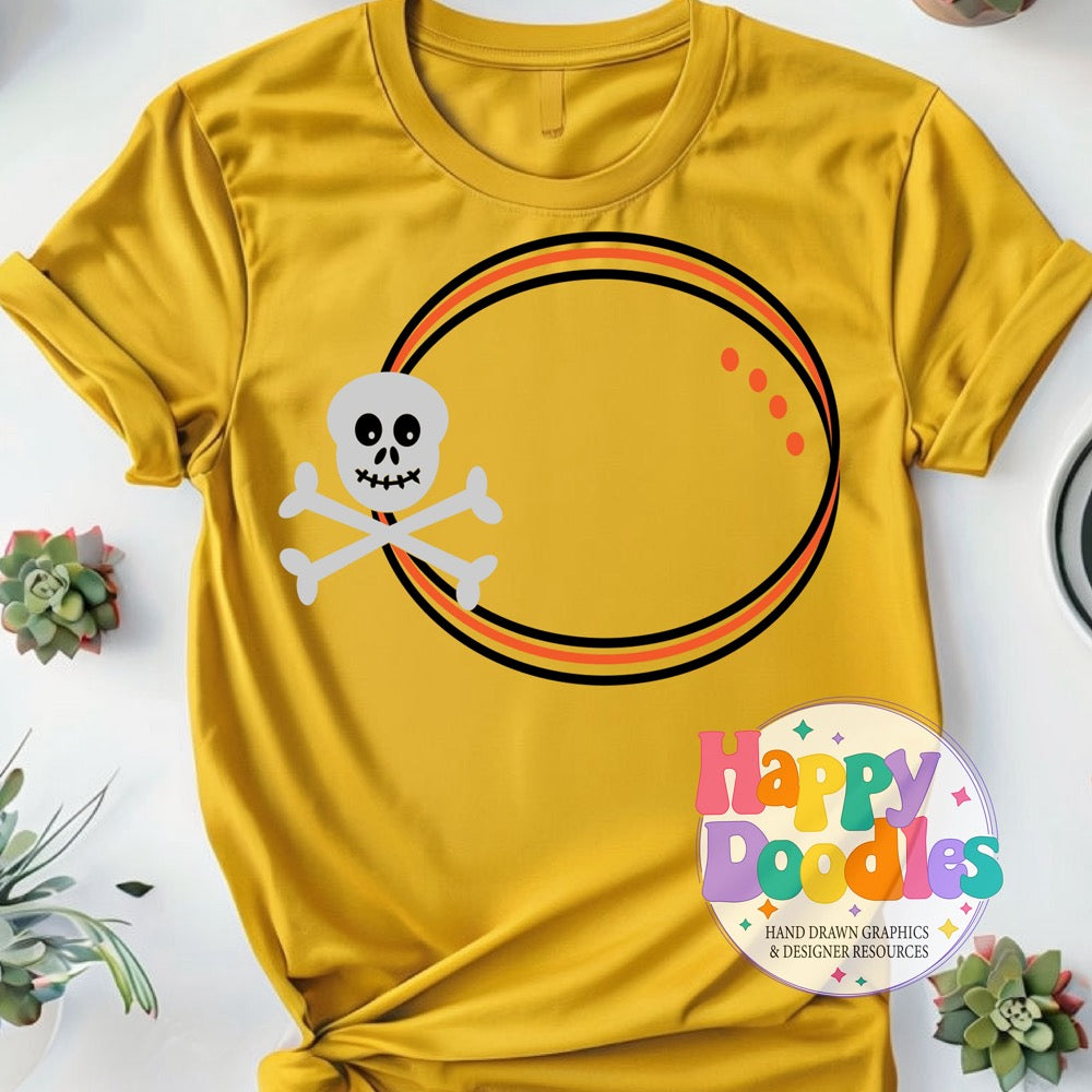 Skull Bones Monogram Frame SVG | Spooky Cute Monogram Frame for Cricut & Silhouette