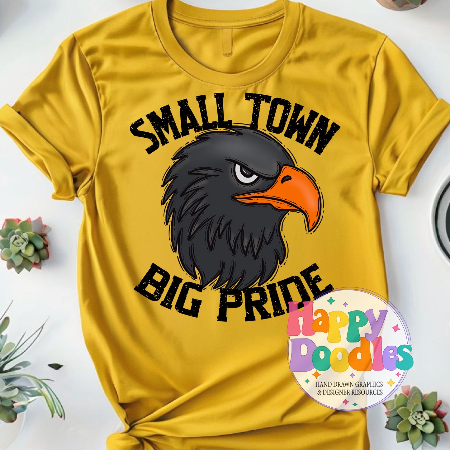 Small Town Big Pride Black Hawks Printable PNG for Sublimation - Happy Doodles Designs