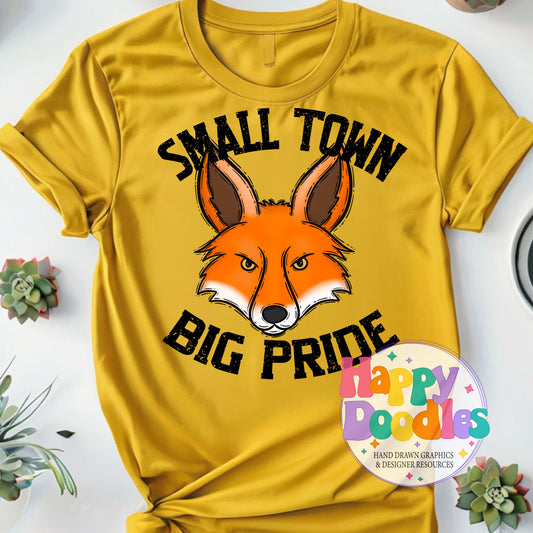 Small Town Big Pride Fox Printable PNG Design - Happy Doodles Designs