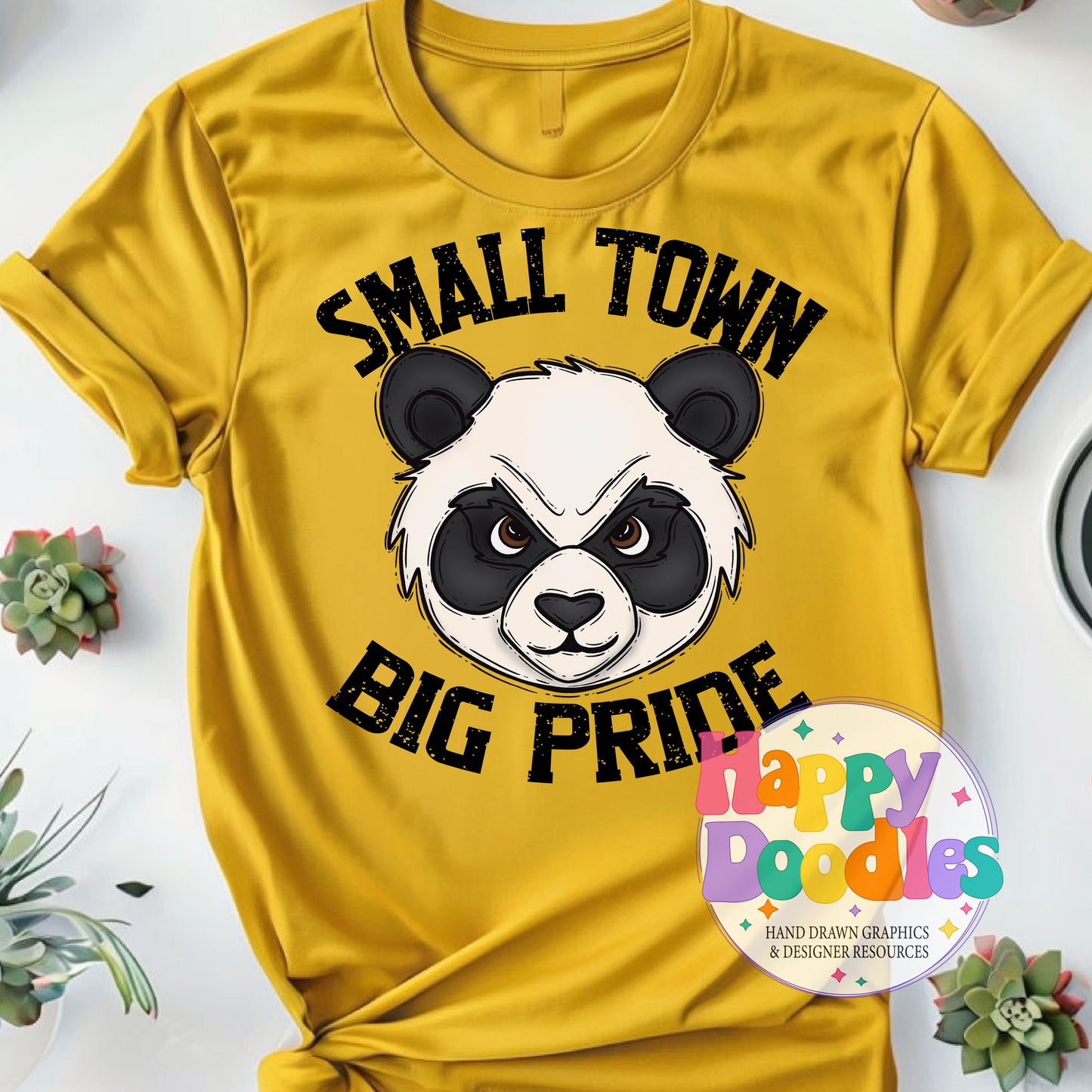 Small Town Big Pride Pandas Printable PNG Download - Happy Doodles Designs