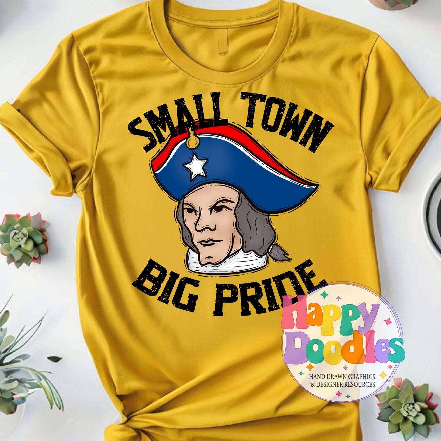 Small Town Big Pride Patriot Face DIY Printable PNG - Happy Doodles Designs
