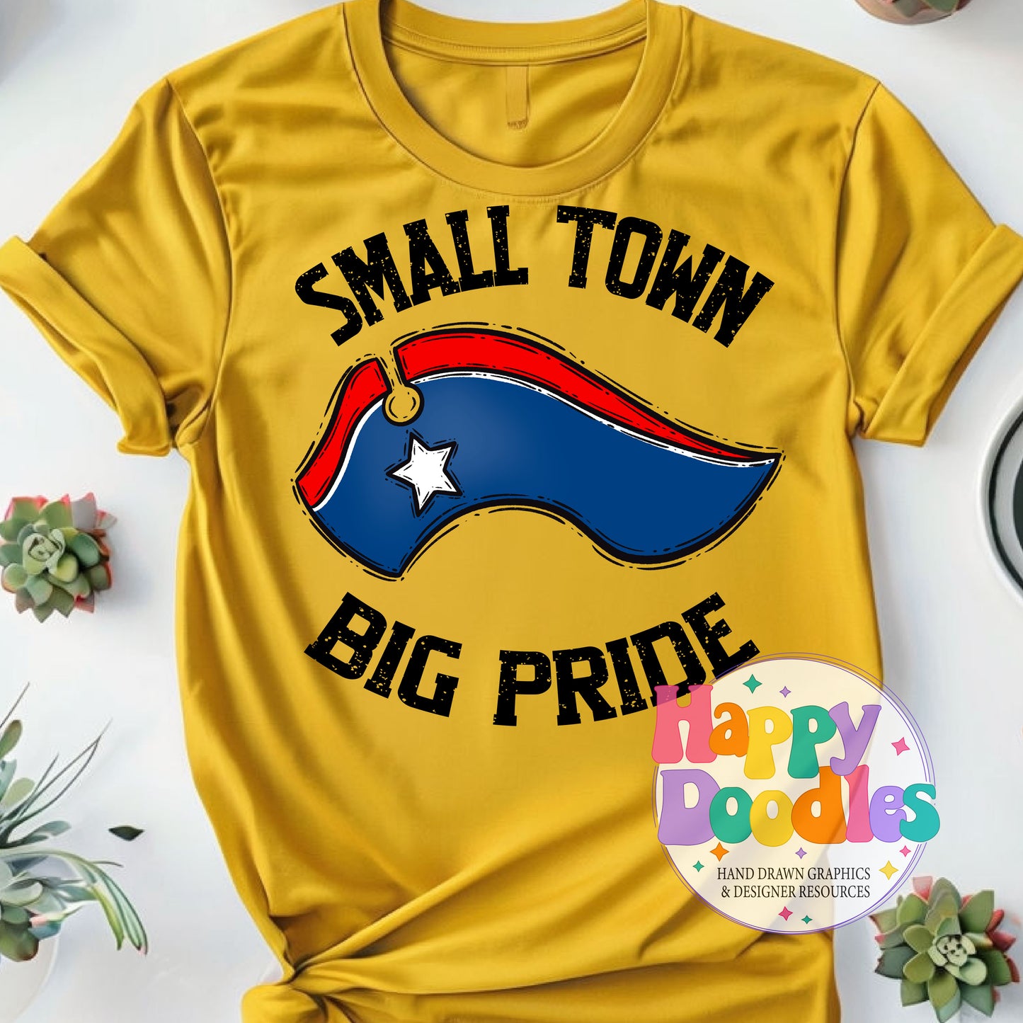 Small Town Big Pride Patriots T-Shirt Printable PNG - Happy Doodles Designs