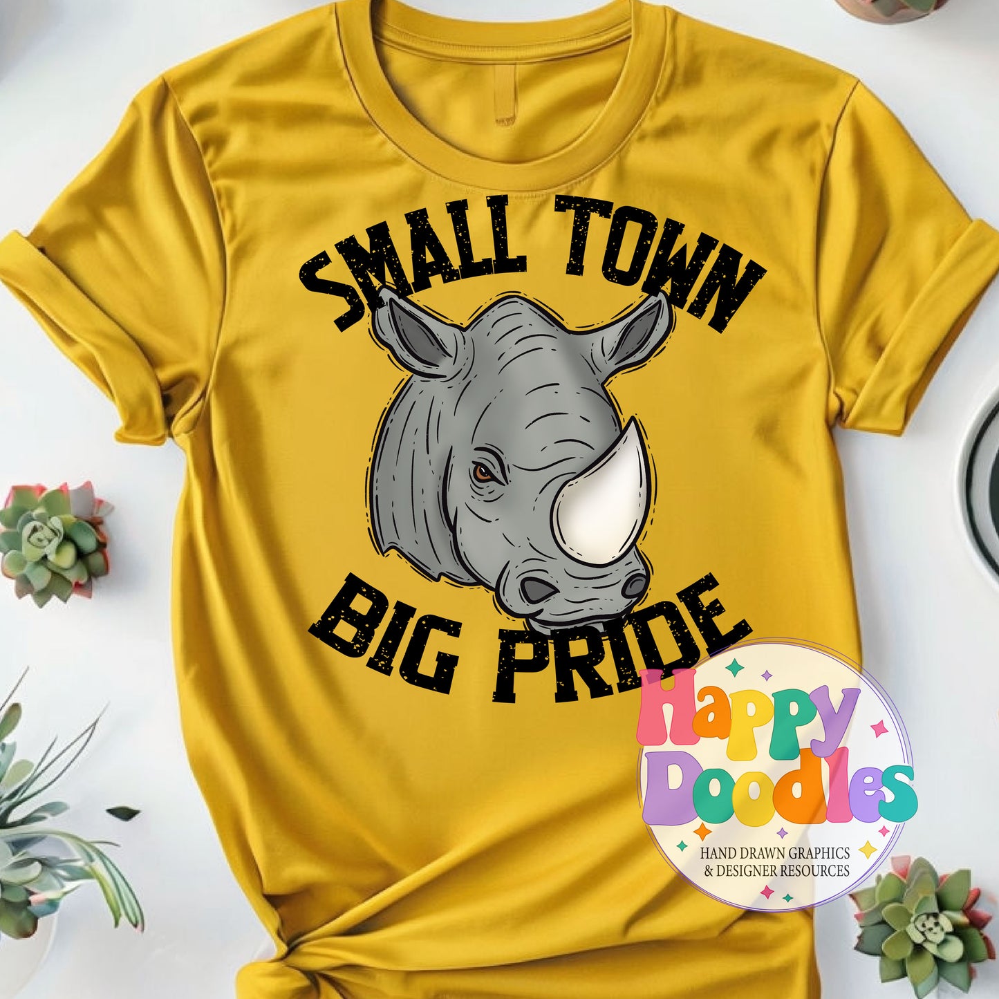 Small Town Big Pride Rhinos T-Shirt Printable PNG - Happy Doodles Designs