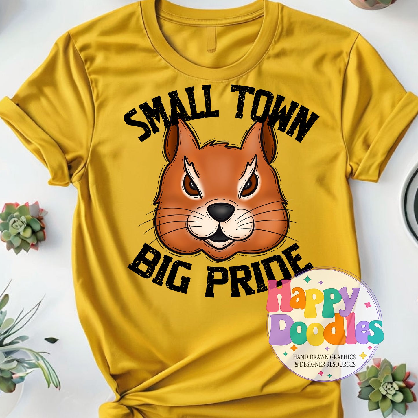 Small Town Big Pride Squirrels Printable PNG Design - Happy Doodles Designs