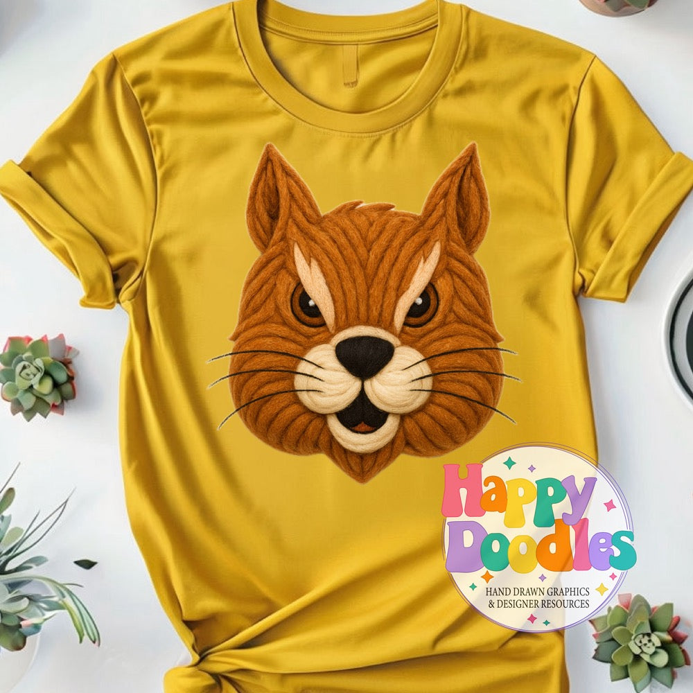 Squirel Yarn Mascot Printable PNG Download - Happy Doodles Designs