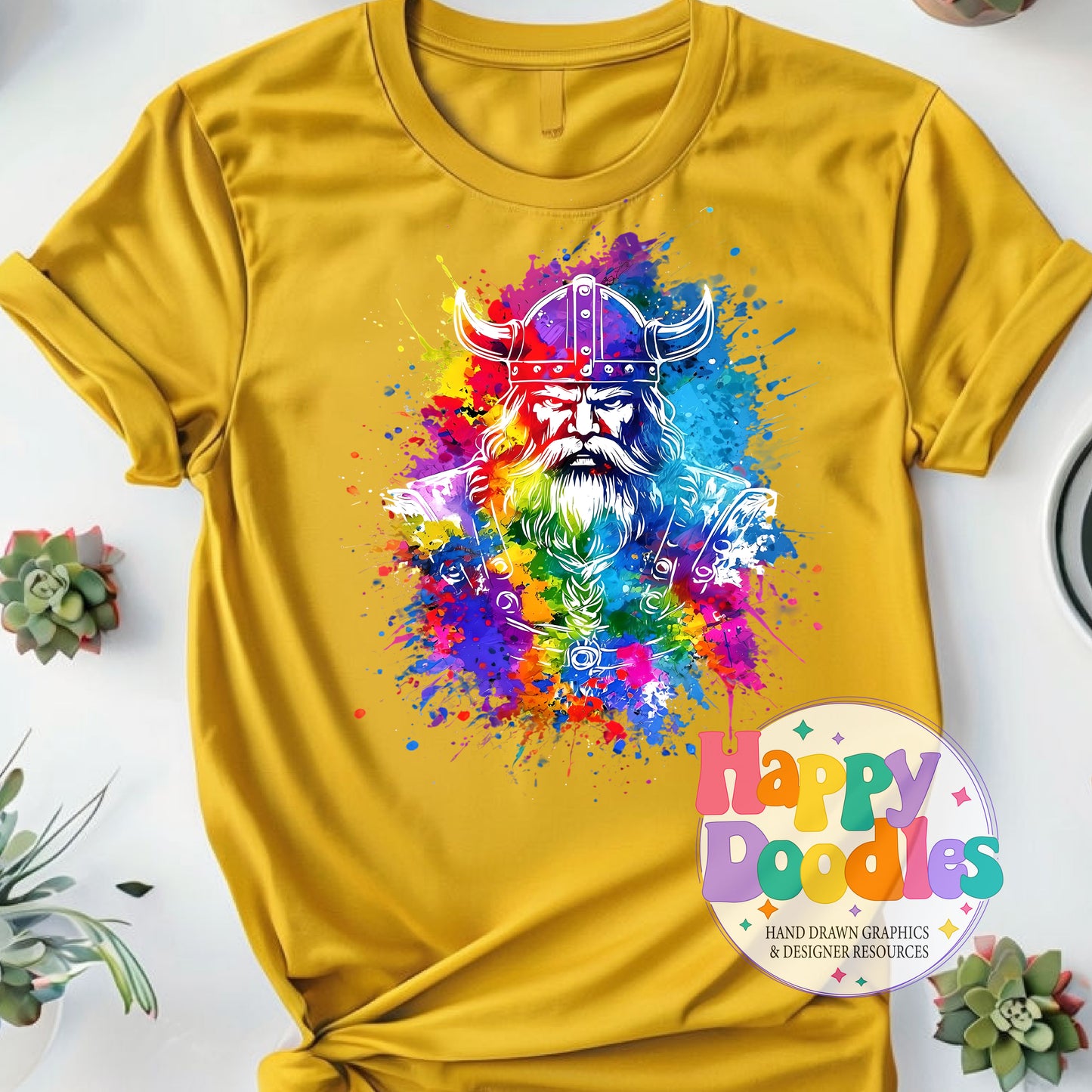 Viking Paint Splash DIY Printable T-Shirt Design - Happy Doodles Designs