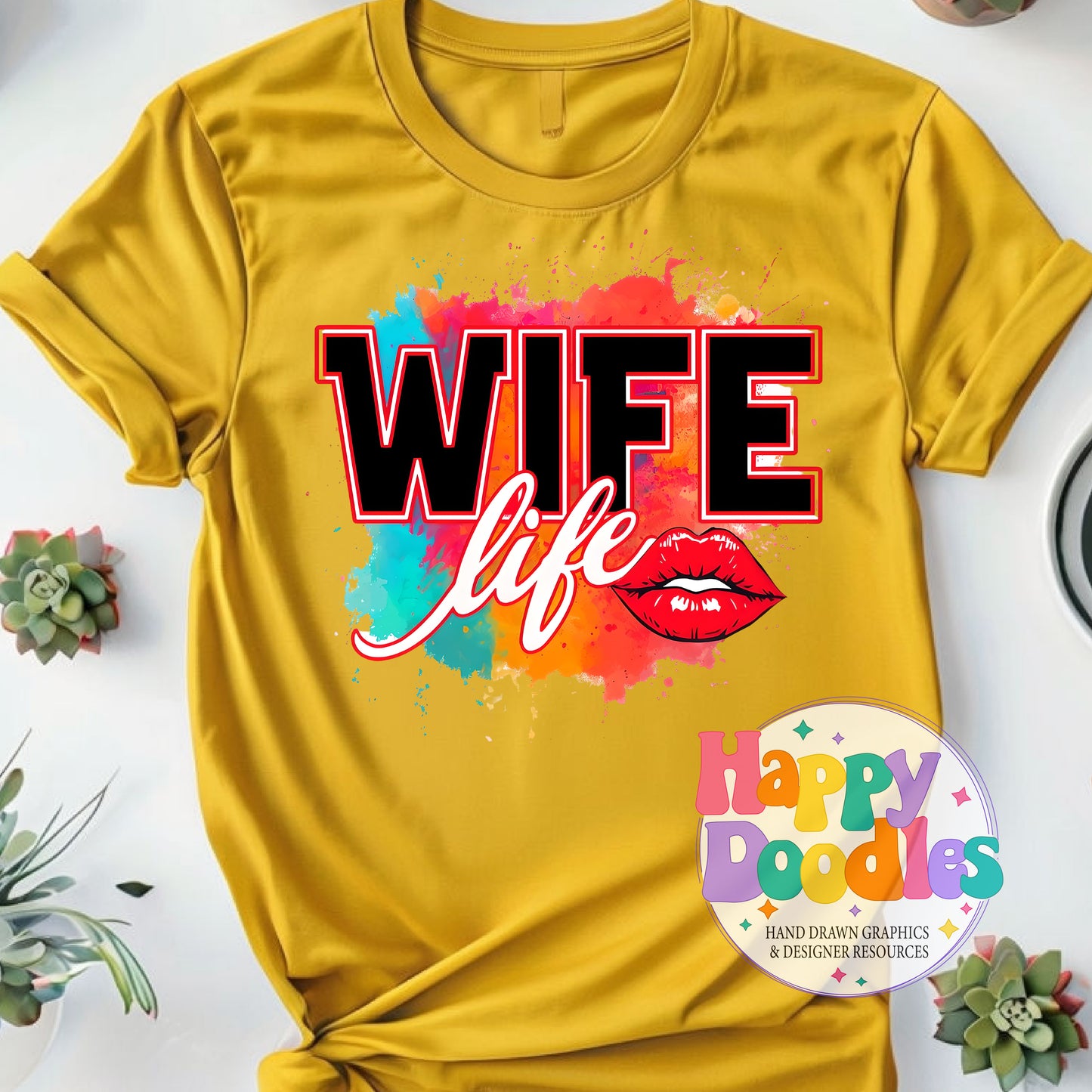 Wife Life T-Shirt Printable PNG Download - Happy Doodles Designs