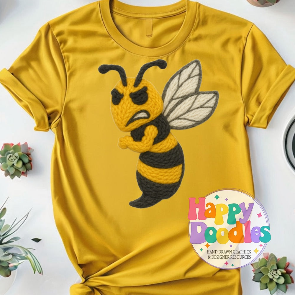 Yellow Jacket Hornet Yarn Mascot Printable PNG Clipart - Happy Doodles Designs