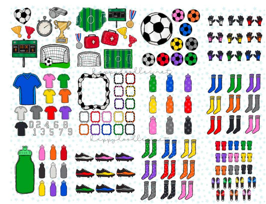 Soccer Life - Hand Drawn Commercial Use Clipart Graphics - Happy Doodles Designs