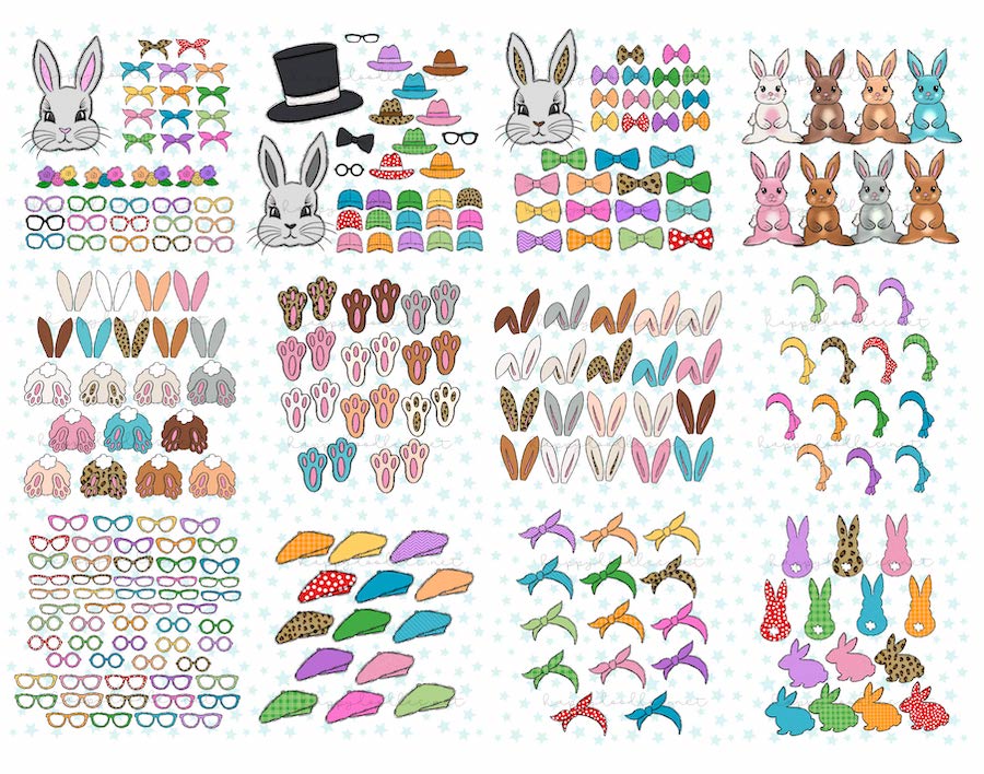 Build a Bunny - Hand Drawn Commercial Use Clipart Graphics