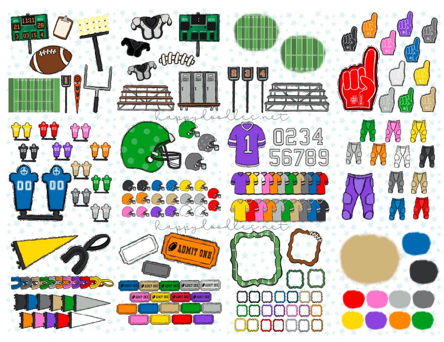 Football Life - Hand Drawn Commercial Use Clipart Graphics