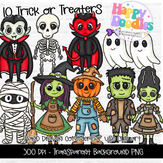 10 Trick or Treaters - 2025 Clipart Set