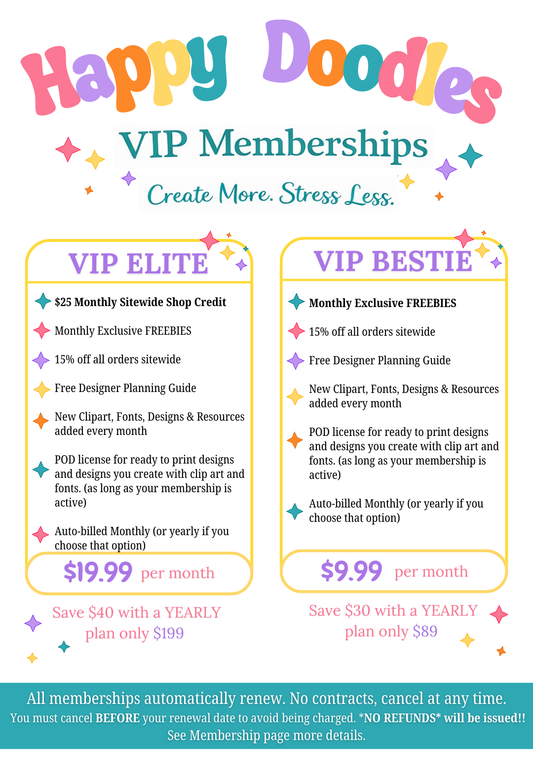VIP Memberships - Happy Doodles Designs