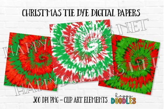 Christmas Tie Dye Digital Papers - Christmas In July - Freebie