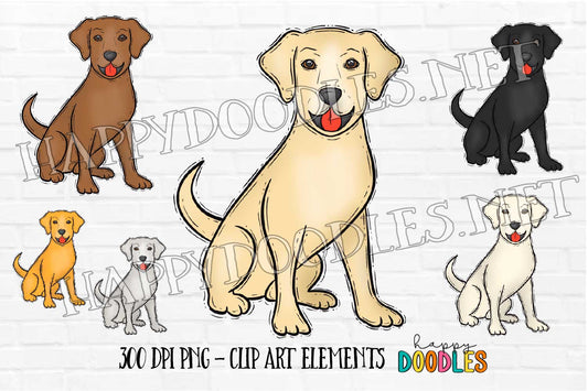 Labrador Retriever Dog  - Hand Drawn Commercial Use Clipart Graphics